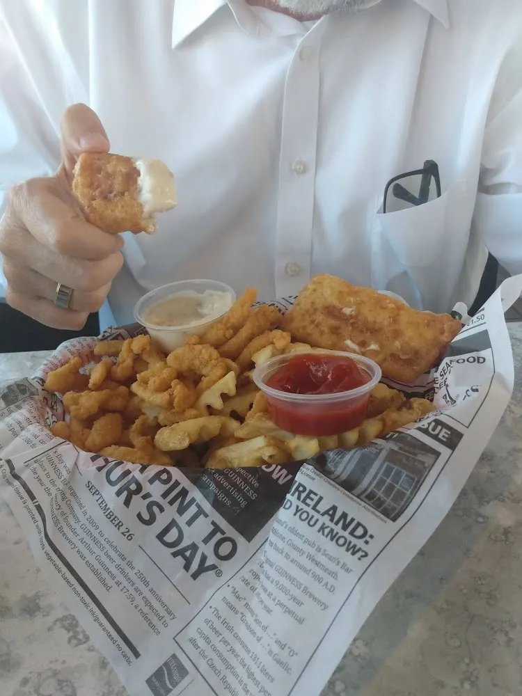 Combination Cod Shrimp and Clams Waffle Fries